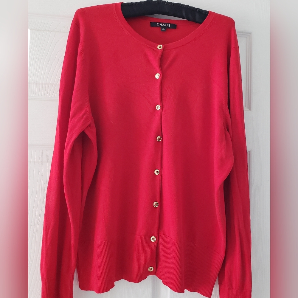 Chaus Red Women's Cardigan Sweater
